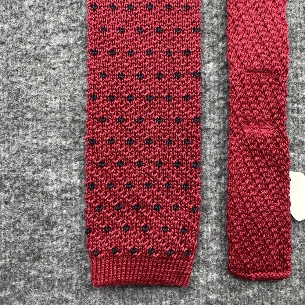 Tie Necktie Knit Square End Cotton Red Blue Dot Sock Tie 2